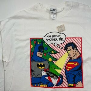 Vintage 1999 Warner Bros DC Batman Superman Another Tie T-Shirt sz L US made